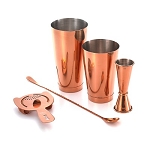 Mercer M37101CP - Barfly Basics Set, 5-piece, 18/8 stainless steel core, color gift box, copper-plated finish